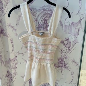 Madewell scrunched top with ruffle at the bottom